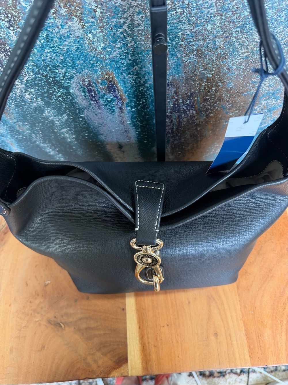 Dooney‎ & Bourke Classic Sorrento Logo Lock Sac Black Leather Hobo NWT - Picture 7 of 15